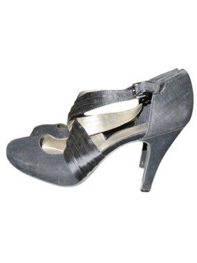 Fergalicious by Fergie Black Micro Suede & Satin Heels Pumps size 11